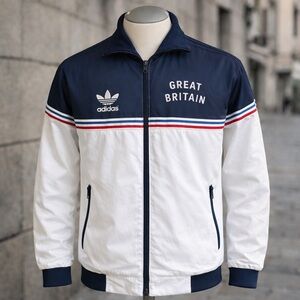 Adidas Originals Team GB Olympic Track Jacket White Blue Mens Small - Woman’s M